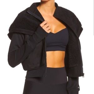 Alo Yoga LA Winter Jacket, Black, Cropped, Sherpa, Hoodie, Sz S